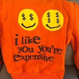Orange Graphic Sweatshirt with Yellow Dollar Smiley Faces
